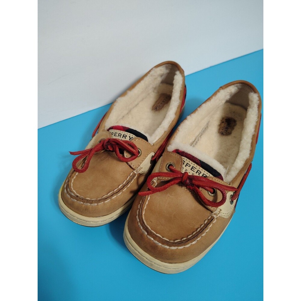 Sperry Top-Sider Women’s Size 9 Red & Black w/ Brown Leather Slip On Boat Shoe